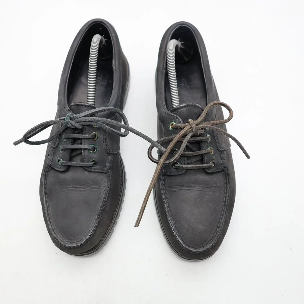 GH Bass Black Nubuck Men's US Size 10.5 M Leather Boat Loafer Shoes